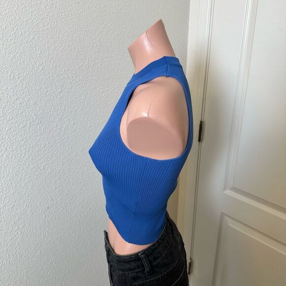 Sincerely Jules Blue Ribbed Sleeveless Tank Top Sz S - Picture 2 of 4